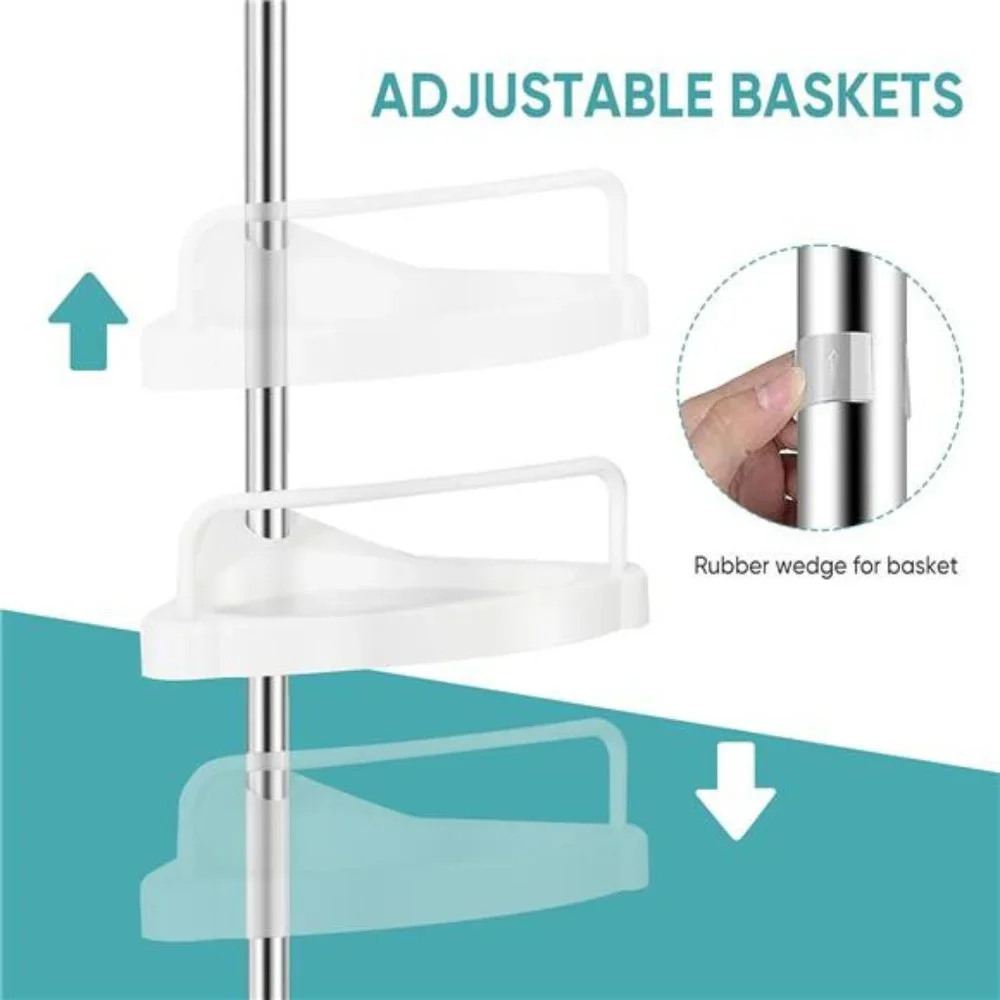 Corner Shower Caddy Tension Pole: Rustproof Shower Organizer